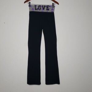 Prestige Edge Cotton Foldover Waistline Sequin Flare Leggings Size S Y2K Preppy
